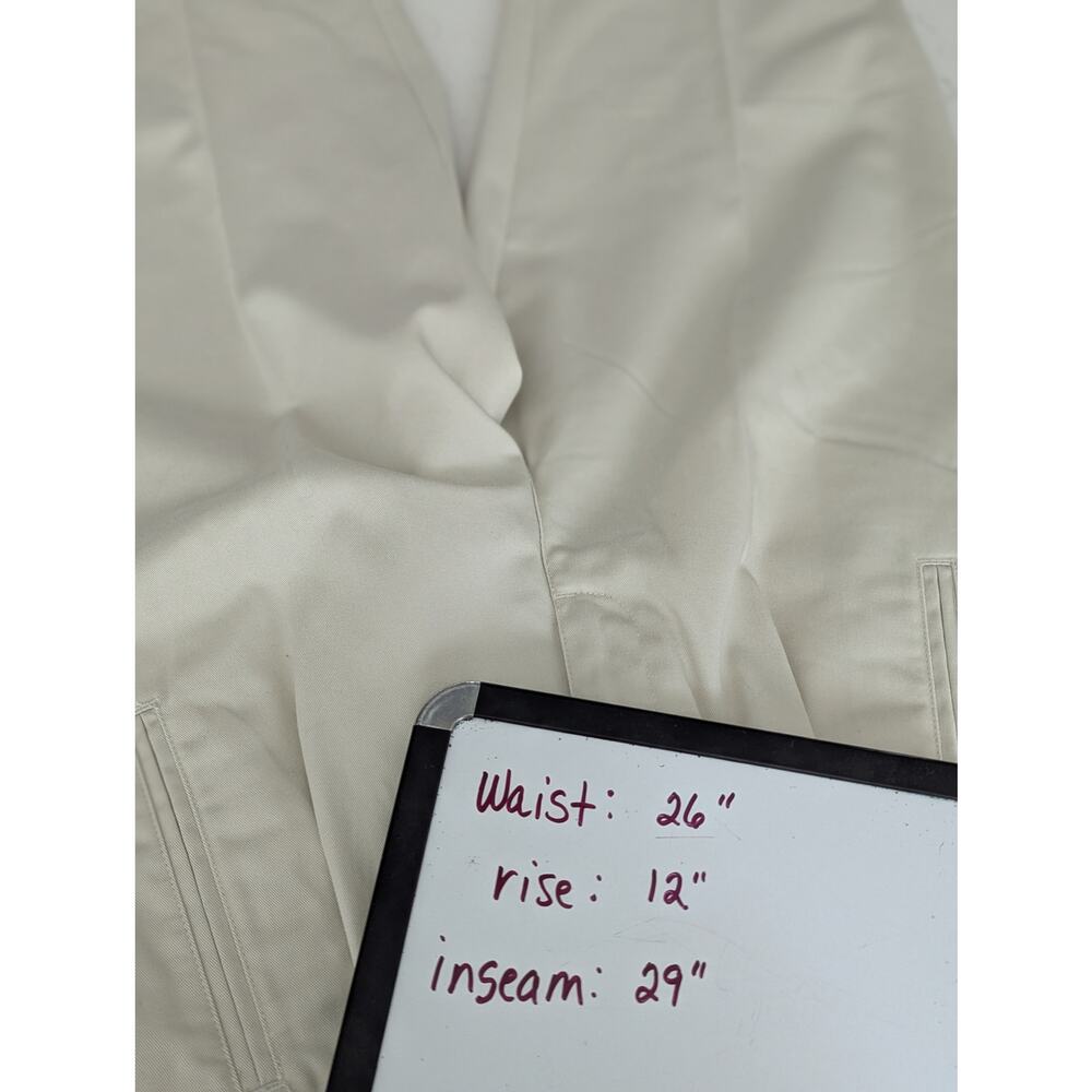 VTG Talbots Pants Sz 4 Beige Khaki Chino High Rise Pleated Tapered Cotton - Picture 6 of 6